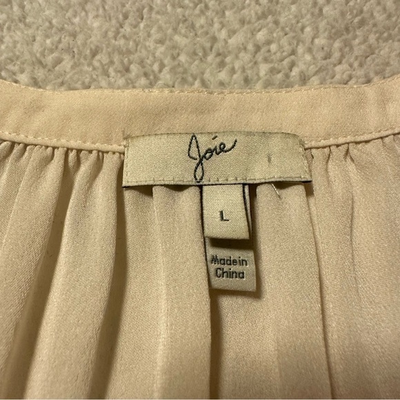 Joie Doria Silk Tank Top Cream Porcelain Crochet Shoulder Button Front - Picture 7 of 13